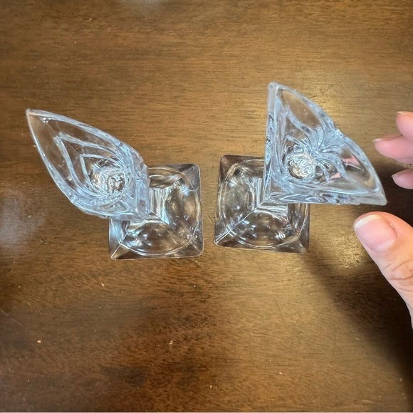 Mikasa Crystal Candle Holders Vintage 1980’s Deco Pattern Tulip Shape Tops - Picture 7 of 12